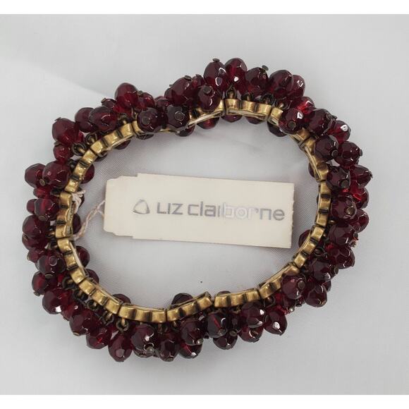 Liz Claiborne New Dark Red Stretch Bracelet, One‎ Size Fits All - Picture 1 of 4
